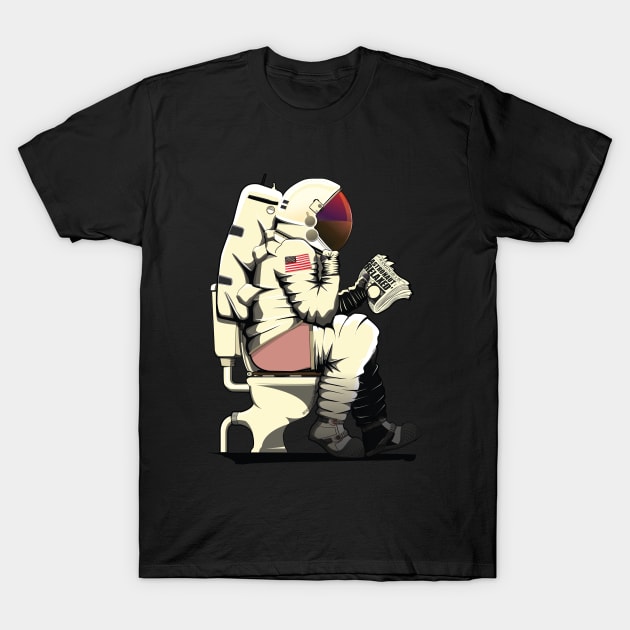 Astronaut on the Toilet T-Shirt by InTheWashroom